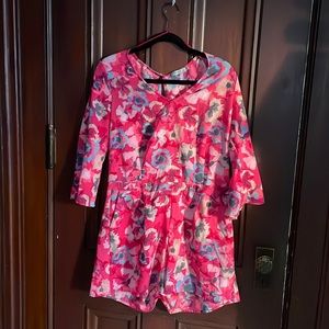Gorgeous Floral Dalia Pink Romper with Flutter Sleeves size 10 GUC
